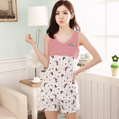 Women summer home ladies sleeveless vest shorts pajamas women thin 2019 women pajamas sets pajama set pajamas for women