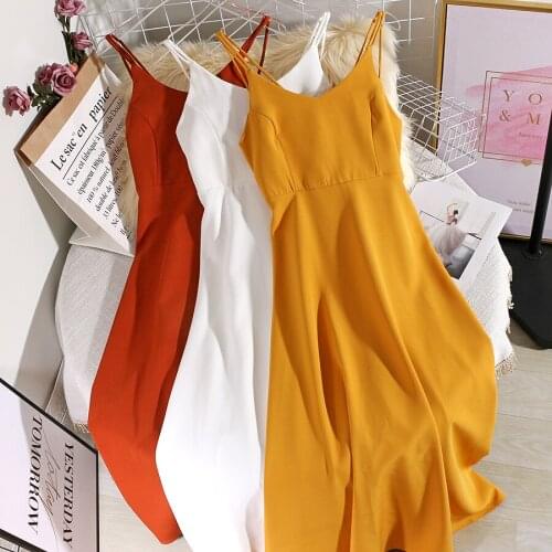 Women Sexy Party Dress New 2020 Summer Slim V Neck Backless Spaghetti Strap Boho Midi Dresses Elegant Ladies Beach Long Robe