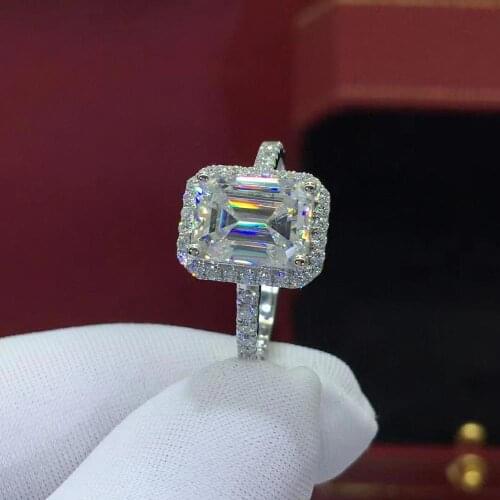 Korean 925 Sterling Silver Wedding Rings for Women Exquisite Square Cut Zircon Ring S925 Engagement Promise Ring for Lover