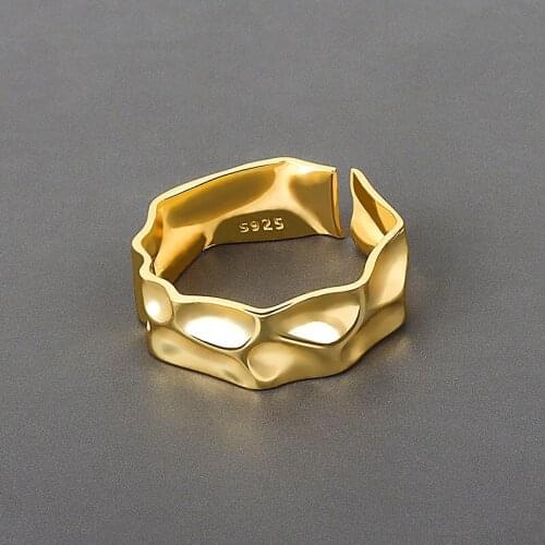 CANZE Ladies Korean Simple Design Irregular Ring Tin Foil Texture Index Finger Adjustable Ring