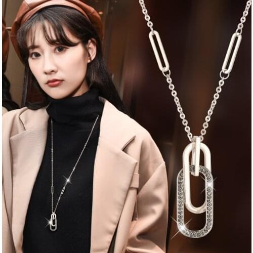 Punk Crystal Square Pendant Choker Necklace Faith Women Vintage Chain Crystal Pendant Necklace Women Fashion Jewelry