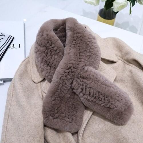 Muffler Shawl Real Rex Rabbit Fur Collar Winter Fashion Warm Womens Luxury Pullover Hot-Sale