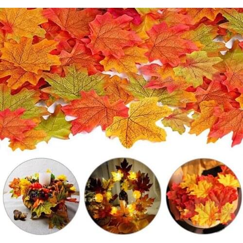 1000PCS Artificial Maple Leaves Decorations, Fake Fall Leaves Thanksgiving Autumn Leaf Wedding Party Table Decor