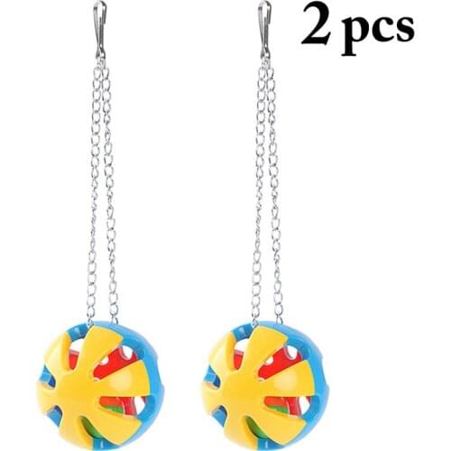 2Pcs/Set Bird Hanging Balls Toy Colorful Plastic Parrot Toys Bird Toy Balls With Bell Interactive Toys Pet Supplies Random Color