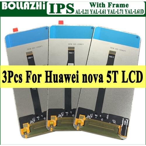 3 Piece/lot LCD With Frame For Huawei Nova 5t Display Touch Display Digitizer For Huawei Nova 5T YAL-L21 L61 L71 LCD Display