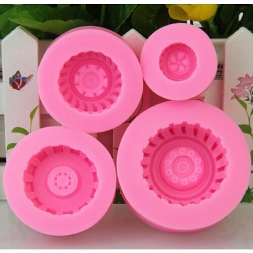 4pcs Silicone Tires Wheel Fondant Cake Molds Chocolate Cookies Mould Bakeware Home Kitchen Baking Decorating Tools Accessories