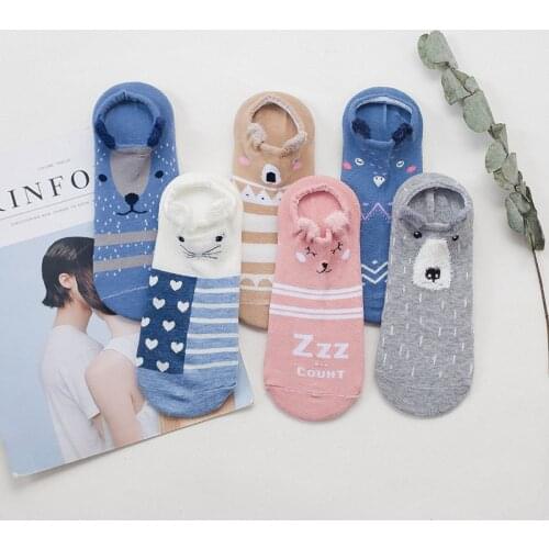5pair womens lovely cartoon ankle socks spring summer and autumn fashion short sock womans and ladies funny cotton socks