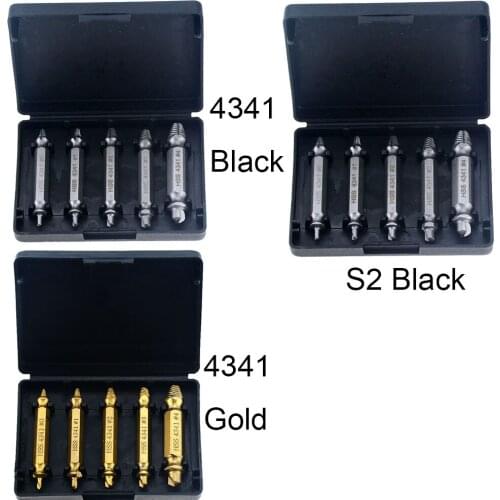5PCS 4341 or S2 #0 #1 #2 #3 #4 Double Side Drill Out Damaged Screw Extractor Out Remover Broken Bolt Stud Stripped Screw Tools