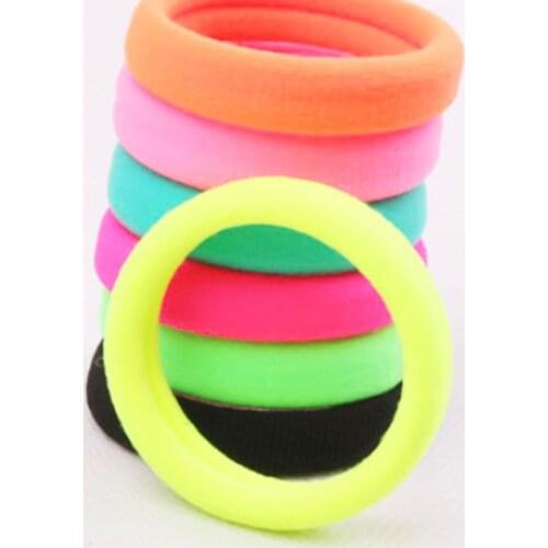5pcs Hot Selling Jewelry Multi Color Explosion Model Korean Fluorescent Hair Tie Popular Candy Color Hair Tie Seamless Hair Rope