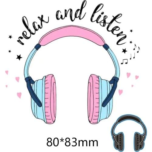 80*83mm headphone new Cutting DIES Stencil DIY Scrapbook Photo Album Embossing Paper Card Craft Template