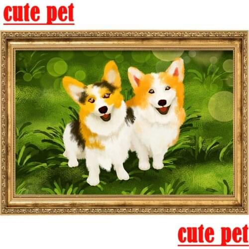 Cute pet Corgi Full Square&round 5D animal DIY Diamond Painting Diamond Embroidery Cross Stitch Mosaic Sticker Gift 100% Resin