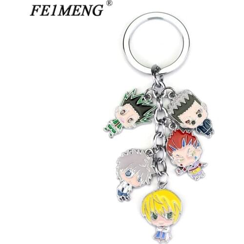 Anime Hunter x Hunter Keychain Gon Killua Zoldyck Kurapika Hisoka Metal Figures Keyrings For Women And Men Fahsion Car Key Chain