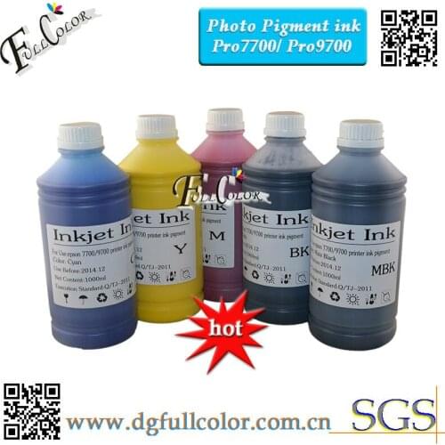 Free shipping 5 colors pigment ink for Epson 7700 printer ink (5 x 1000ml/bottle)