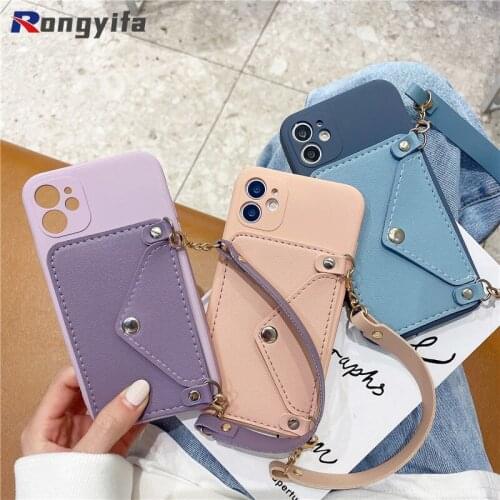 Wallet Phone Case For Samsung Galaxy A22 M32 F22 A03S A82 A42 M42 S21 S20 FE Ultra Plus Portable Card Case With Lanyard