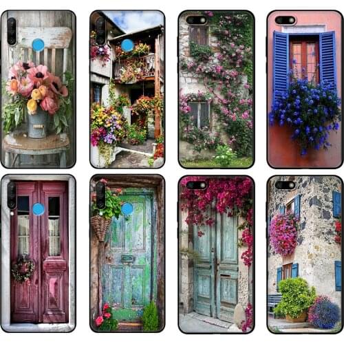 Black tpu Case For Huawei Honor 20 Lite 10 10i 20S 30S 30 Case Honor 7A 5.45 7s 7C 5.7 Case Cover House With Flowers At Windows