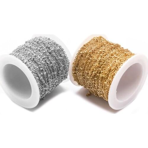 Ckysee 10Yards/Roll 2/3mm Metal Stainless Steel Ball Beads Chain Necklace Gold SilverColor Diy Bulk Rolo Satellite Chain Jewelry