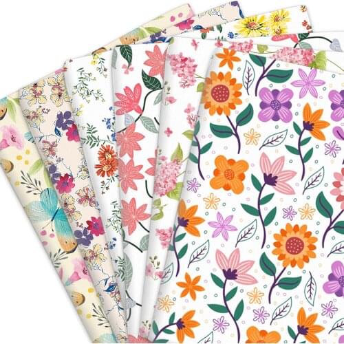 Spring Flower Floral 100% Pure Cotton Polyester Cotton Material Patchwork Sewing Fabrics Quilt Needlework DIY Cloth 50*145cm