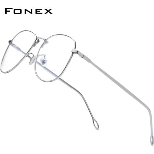 FONEX Pure Titanium Eyeglasses Frame Women Vintage Big Myopia Optical Prescription Eye Glasses for Men New Oversize Eyewear 8516