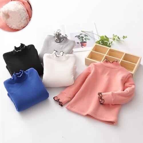 Baby Girl T-shirt Autumn Winter Clothes Children Soft Velvet Cotton Bottoming Shirts Long Sleeve Warm Blouse For Girls Tops