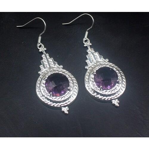 Gemstonefactory Big Promotion Unique 925 Silver Charms Purple Amethyst Women Jewelry Gifts Dangle Drop Earrings 20213772