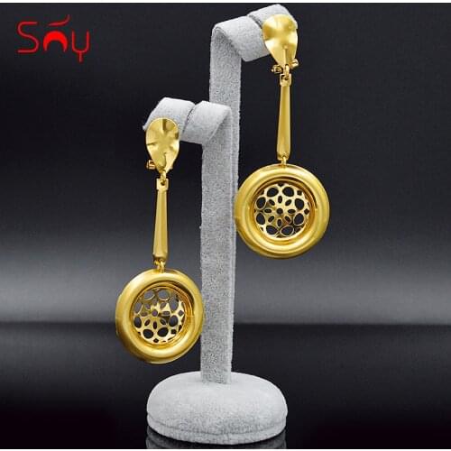 Sunny Jewelry Classic Round Earrings For Women Long Drop Dangle Earrings Hot Selling Jewelry Findings For Wedding Jewelry Gift