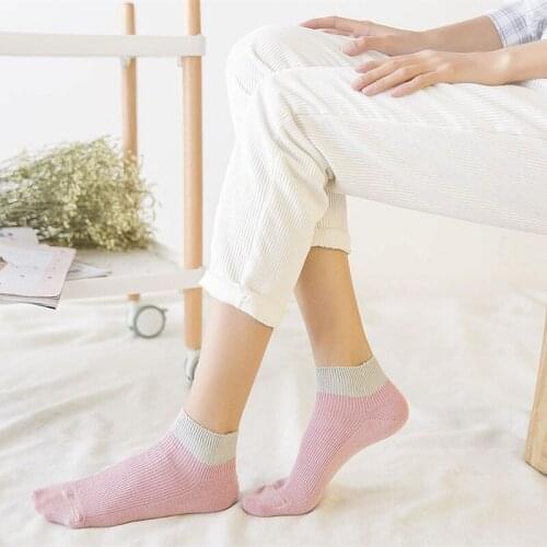 Patchwork Color Harajuku Youth Vitality Girl Cotton Exquisite Striped College Style Woman Outing Fashion Ankle Low Tube Socks