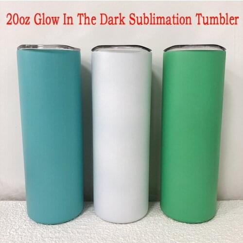 Magic 20oz DIY Glow In The Dark Straight Skinny Tumbler Sublimation Luminous Water Bottle Paint Stainless Steel Party Gifts