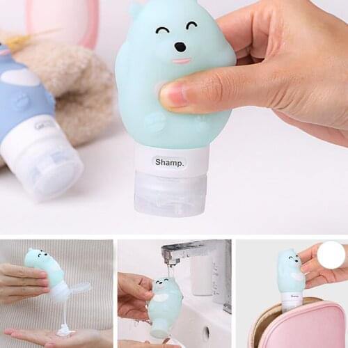 Cute Portable Cartoon Bear Penguin Animal Silicone Travel Case Organizer Shampoo Shower Gel Lotion Storage Refillable Bottle