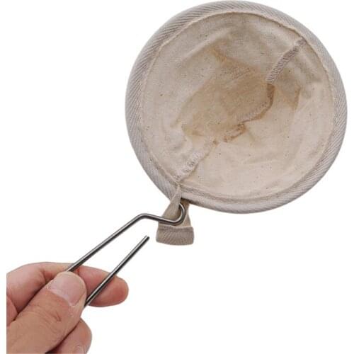 Reusable Coffee Filter Bag With Stainless Steel Handle Flannel Cloth Coffee And Tea Tools Bar Accessories