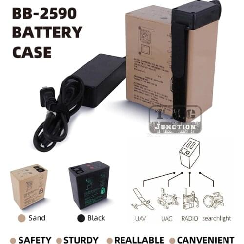 Tactical FCS BB-2590 Rechargeable Li-ion Battery Case Set For IROBOT Radio PRC LST MST AN/PLT-5 Battery Storage