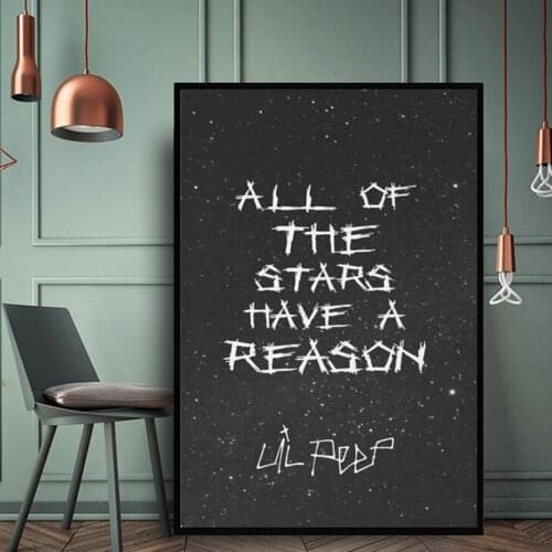 Wall Art Canvas Painting Lil Peep Star Shopping Lyrics Starry Background Posters HD Prints Modern Living Room Home Decoration