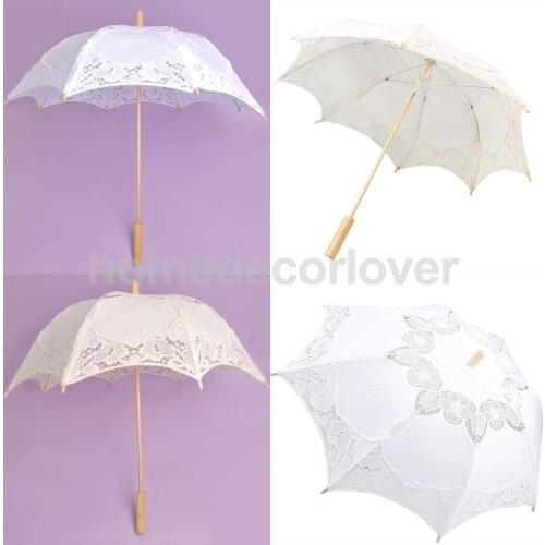 New Cotton Battenburg Parasol Girl Wedding Party Decor Sun Umbrella Photo Prop Photo Prop