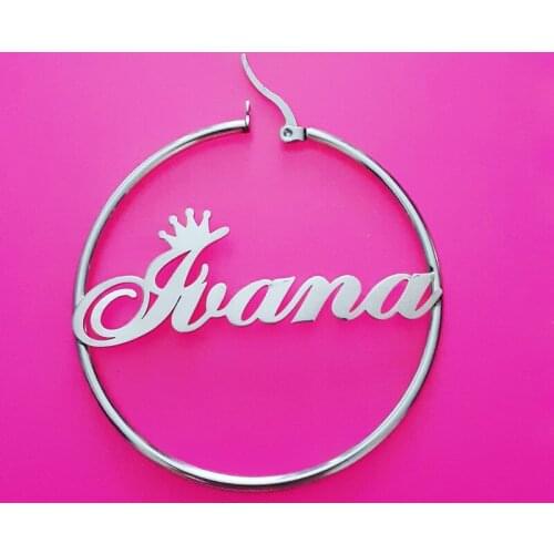 Crown Hoop Earrings Custom Earrings For Women Personalized Jewelry Rose Gold Boucle Oreille Femme Stainless Steel Hoop Earrings