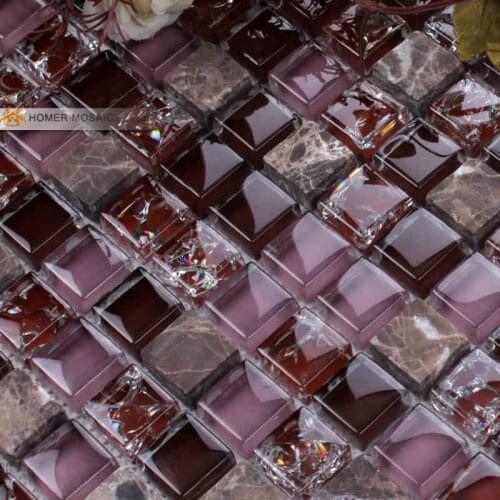 Charming purple color glass mixed stone tile wall mosaic tile bathroom tiles backsplash mosaic tile free shipping