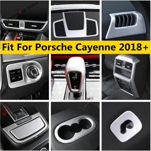 Armrest Window Lift Roof Hook Gearbox Ashtray Panel Cover Trim ABS Interior Kit For Porsche Cayenne 2018 -2021 Matte Accessories
