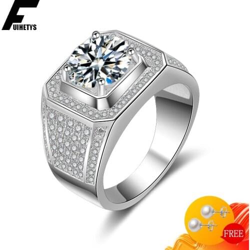 Luxury Men Rings 925 Silver Jewelry for Wedding Party Ornaments with Charms Zircon Gemstones Finger Ring Accessories Wholesale