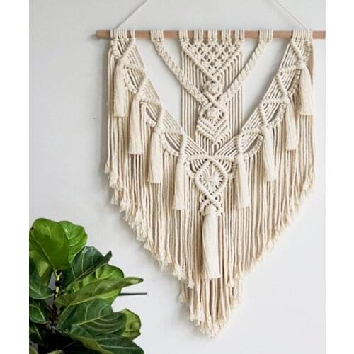 Hand-woven Pendant Macrame Wall Hanging Boho Woven Tapestry Bohemian Crafts Room Decoration Cotton Rope Tapestry for Home Decor