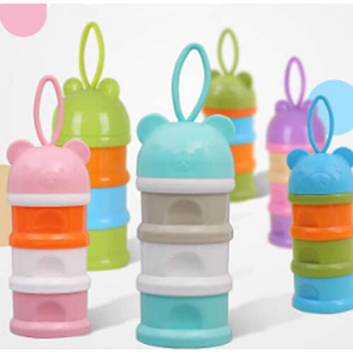 Detachable baby portable frog head milk powder color milk powder box three-layer milk powder box bear head