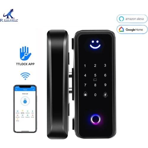 Smart Fingerprint Bluetooth WIFI Controlled Detadbolt Digital Door Lock with TTLock App Glass Door Lock Bluetooth