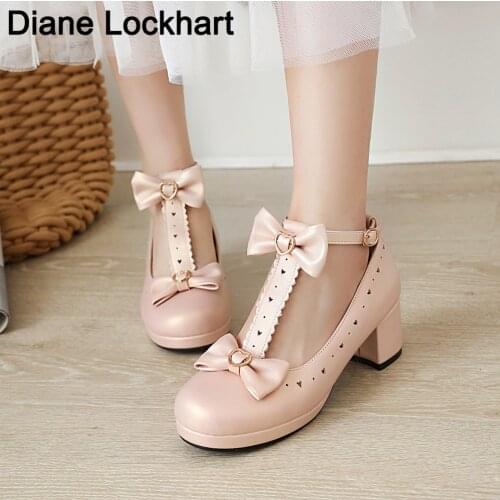 Girl High School Sweet Black Halloween Vampire Gothic Lolita Style Lady Pink Bat Wings Ruffles Mary Janes Platform Shoes Women