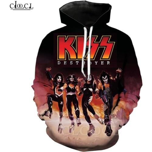 Rock Kiss Metal Band Hoodies 3D Print Classic Sweatshirt Men Women Jogging Fashion Casual Zipper Coat Funny Tops