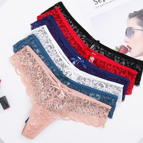 3pcs/lots Sexy Womens Thongs Panties Full Lace Tanga Transparent Underpants G String Hollow Out Low-rise Female Lingerie