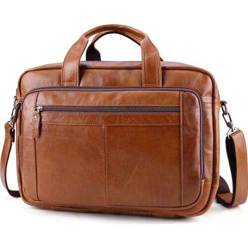 Vintage Genuine Leather Mens Briefcase Bag Man Business Pack Handbag Laptop Cross Shoulder Luxury Cowhide Bag