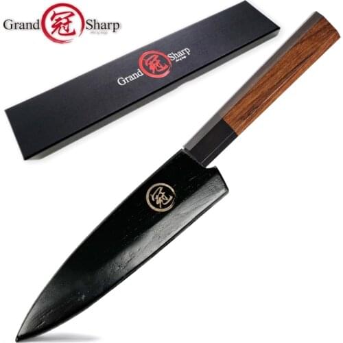 Japanese Petty Knife 5.7' inch Japanese AUS10 3 Layers Steel Chef Kitchen Knives Home Cooking Tool Paring Knife Kurouchi Blade