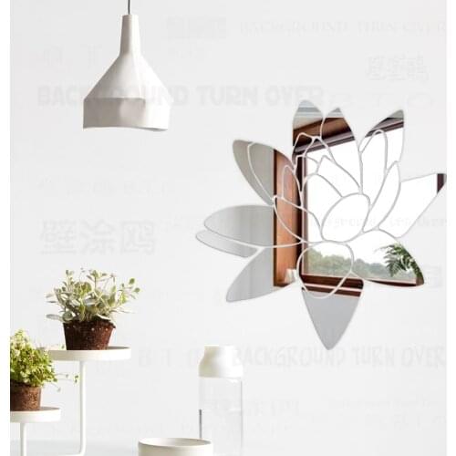 Mirror Wall Stickers Room Decoration Decor Bedroom Sticker Living Bathroom House Decals Accessories Lotus Flower Petals R062