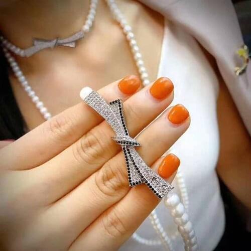 Womens jewelry 7-8mm 110cm micro inlaid zircon bowknot accessories white freshwater pearl necklace