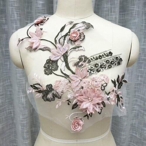 1 Piece Rose Gold Lace Appliques Embroidered Applique DIY High-end Wedding Dress Accessories For Sewing Costume Decoration