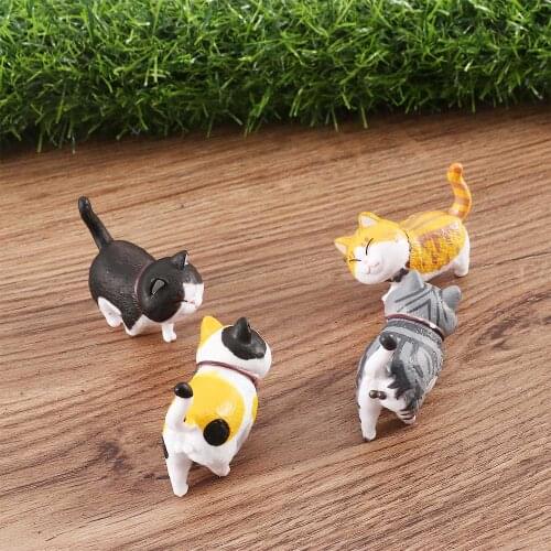 Resin Cat Miniature Figurine Craft Lovely Animal Decoration Mini Fairy Garden Cartoon Statue Craft Home Car Decorative