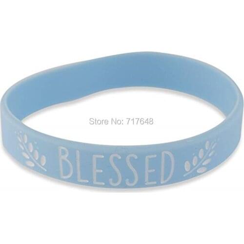 100pcs Leaf BLESSED wristband silicone bracelets free shipping by epacket A