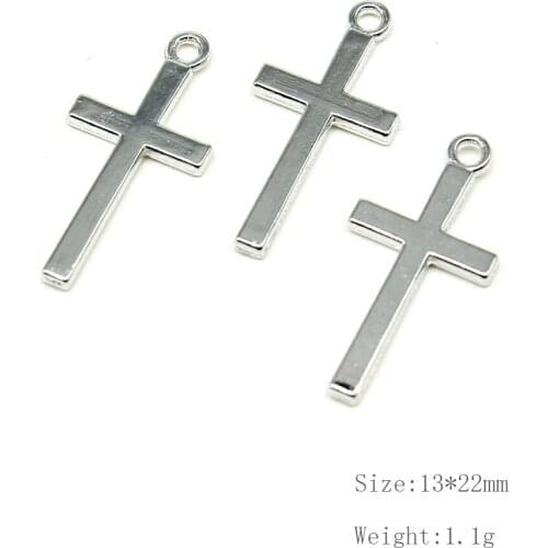 12pcs Charms Double Sided Cross 13x22mm Antique Pendant Fit Vintage DIY Handmade Jewelry